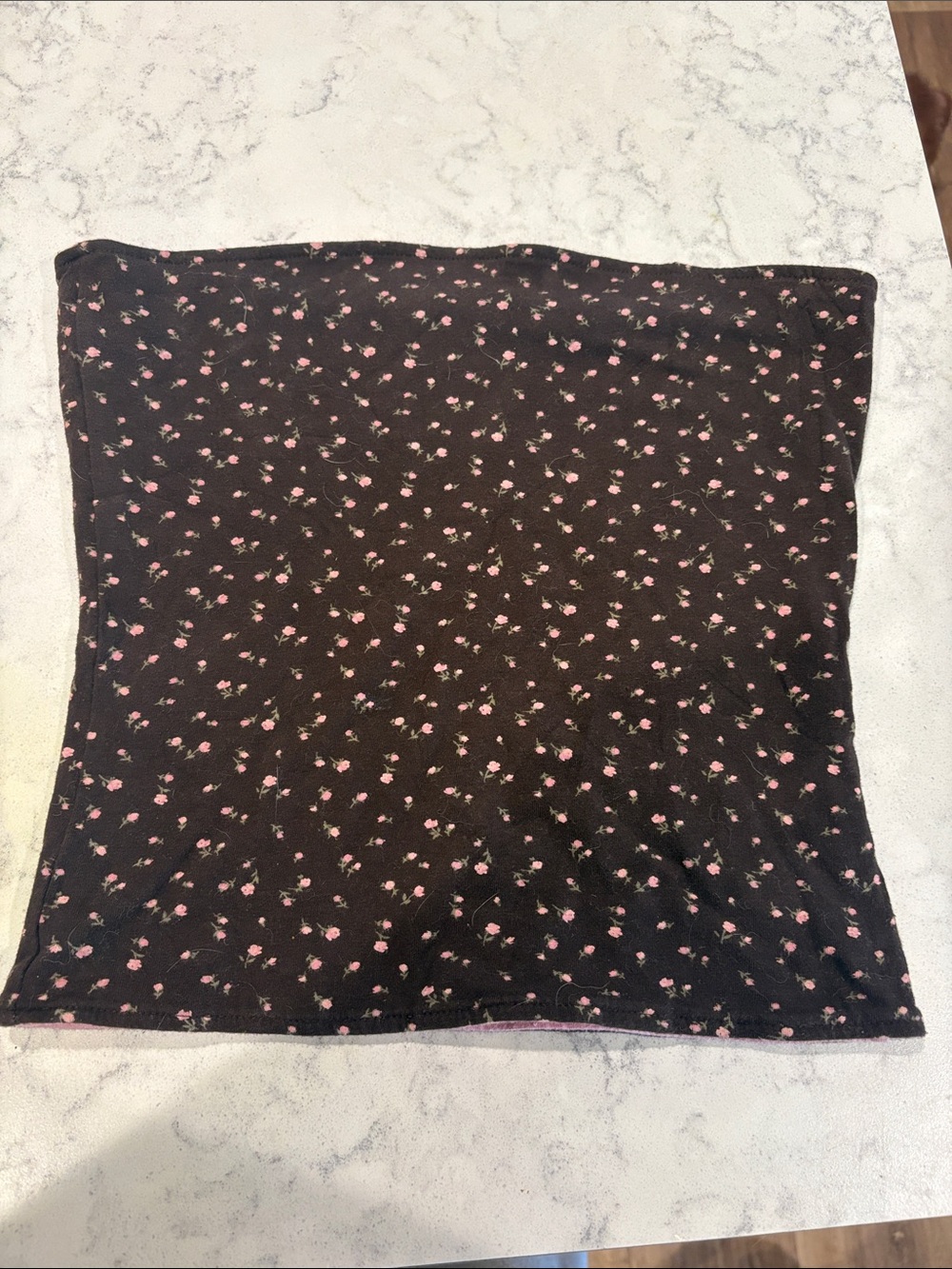 Hollister Black Tube Crop Top with Pink Floral Print